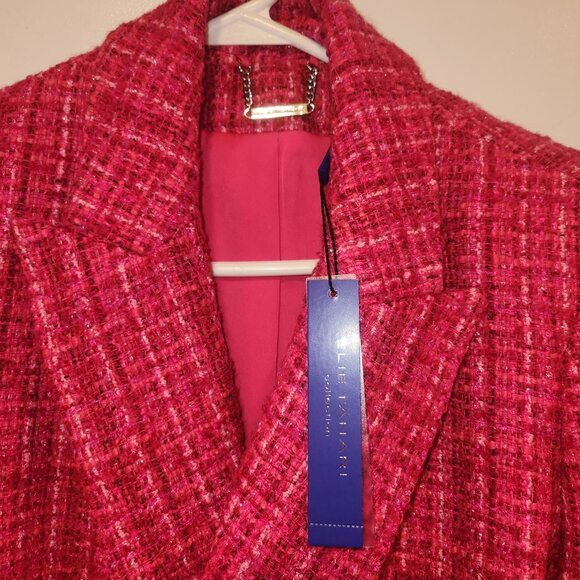 Elie Tahari Fuchsia Tweed Double-Breasted Blazer – Size 10 (RARE, SOLD OUT) NWT - Picture 6 of 12